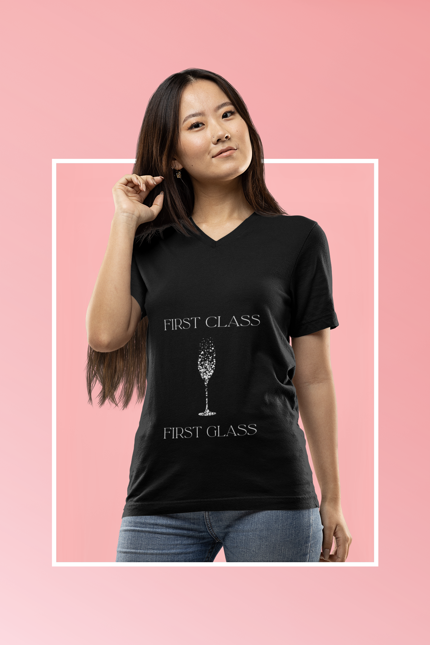 First Class First Glass Unisex Jersey Short Sleeve V-Neck Tee
