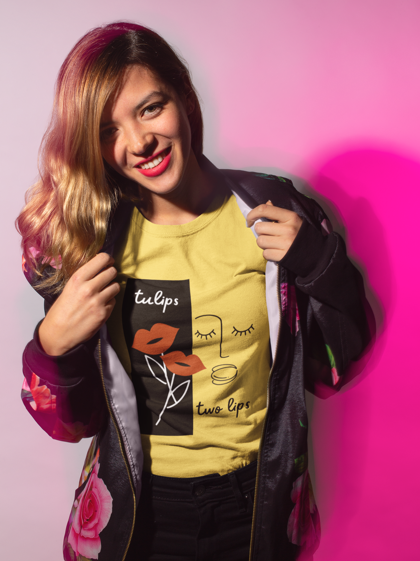 Two Lips, Tulips Unisex Heavy Cotton Tee