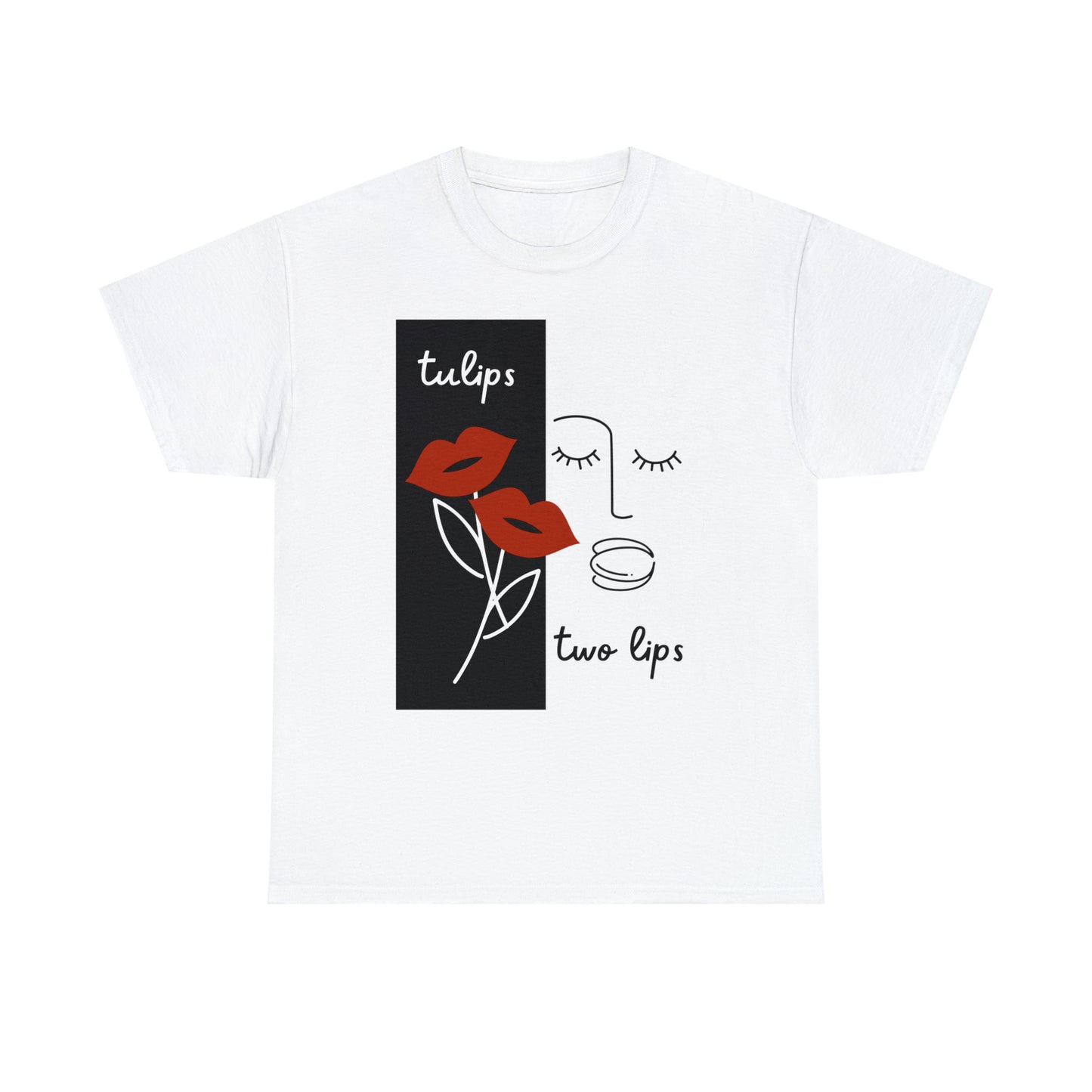 Two Lips, Tulips Unisex Heavy Cotton Tee