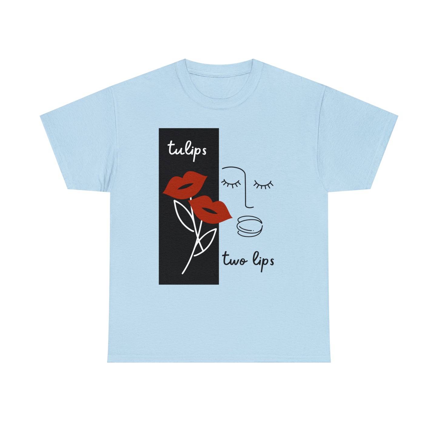Two Lips, Tulips Unisex Heavy Cotton Tee