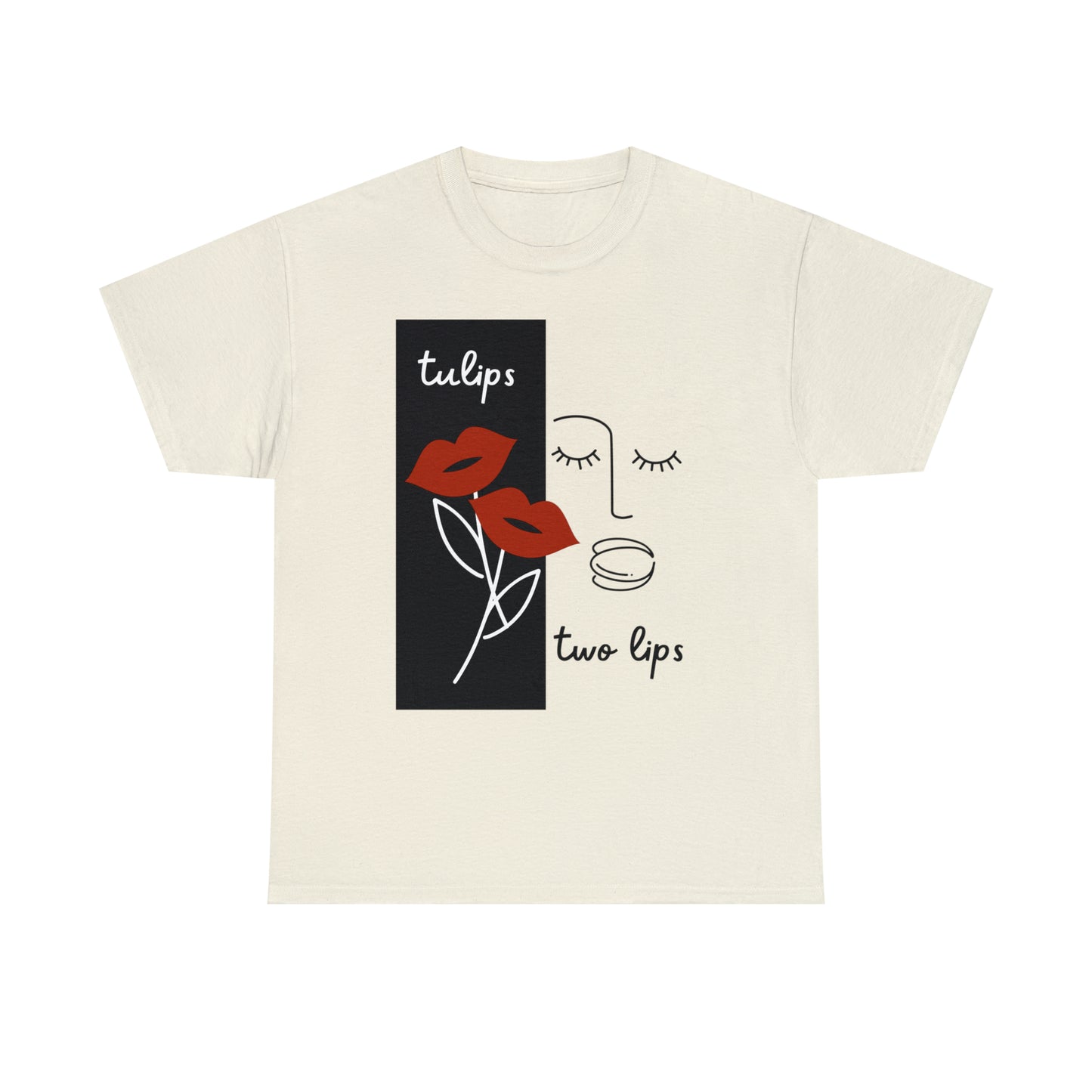 Two Lips, Tulips Unisex Heavy Cotton Tee