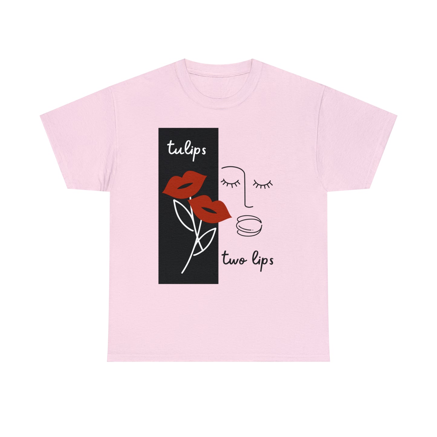 Two Lips, Tulips Unisex Heavy Cotton Tee