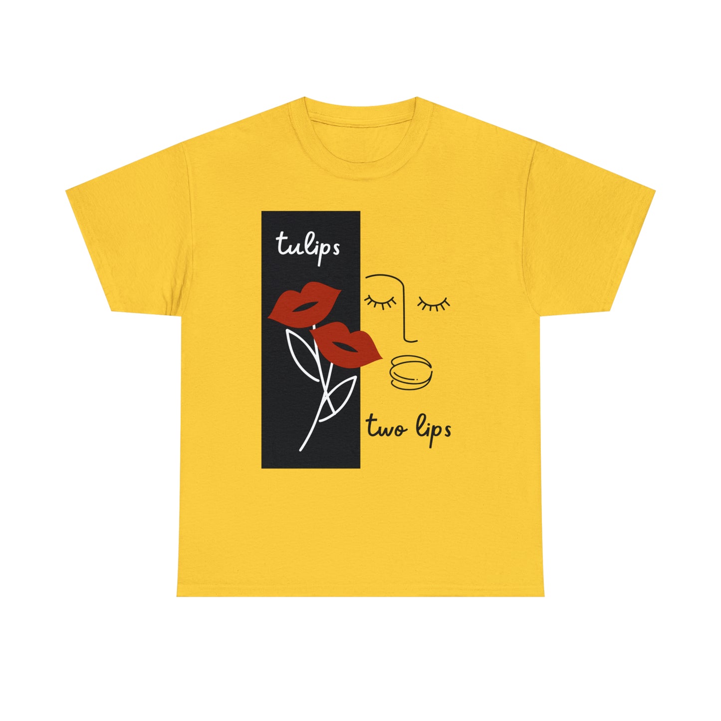 Two Lips, Tulips Unisex Heavy Cotton Tee