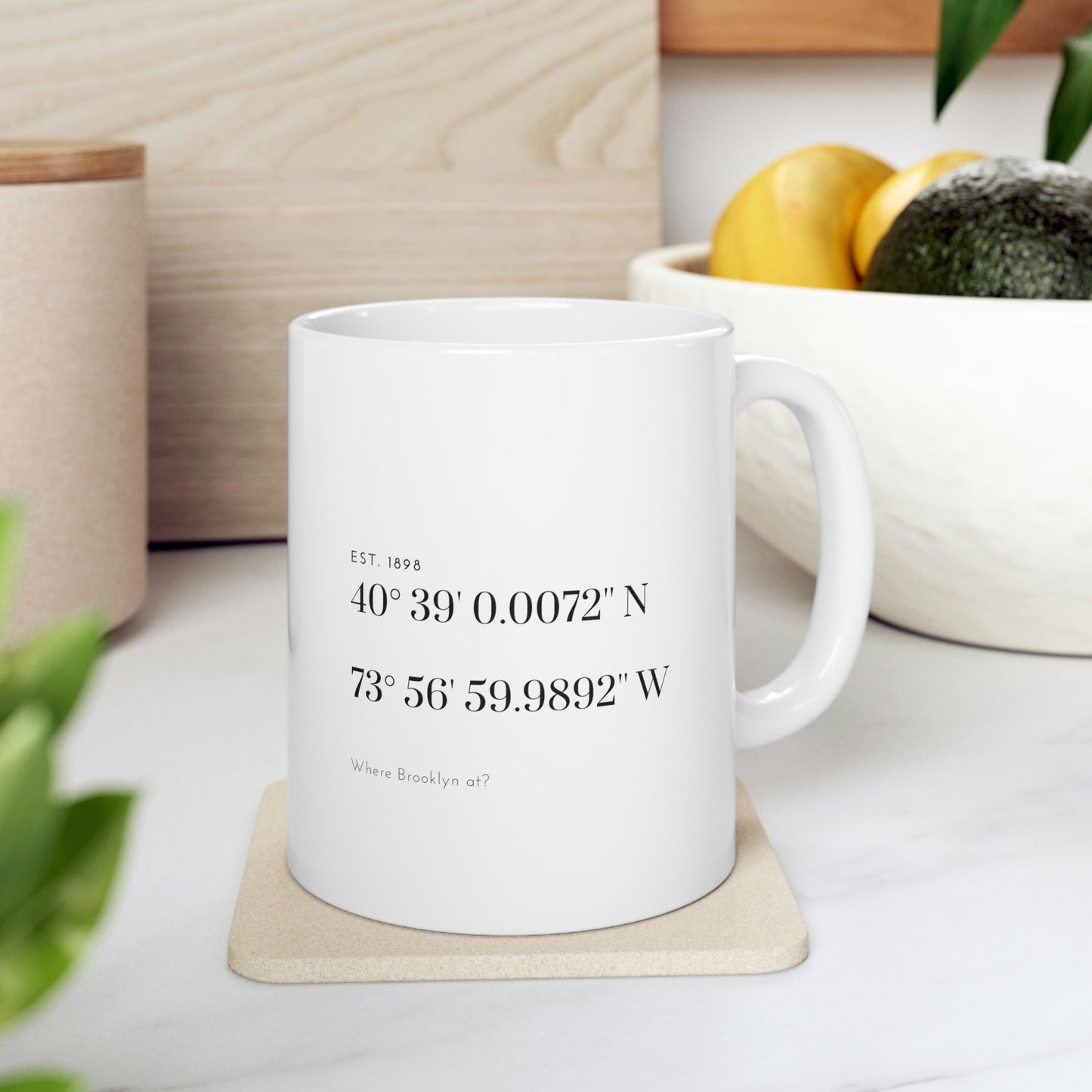 Mug - Brooklyn N W Coordinates Ceramic Mug 11oz