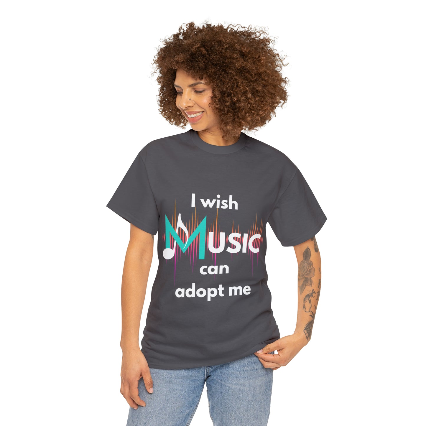 I wish Music Can Adopt Me Unisex Heavy Cotton Tee