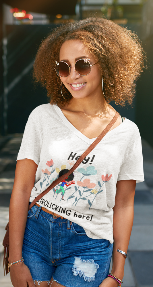 Frolicking Here V-Neck Tee