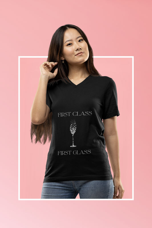 First Class First Glass Unisex Jersey Short Sleeve V-Neck Tee