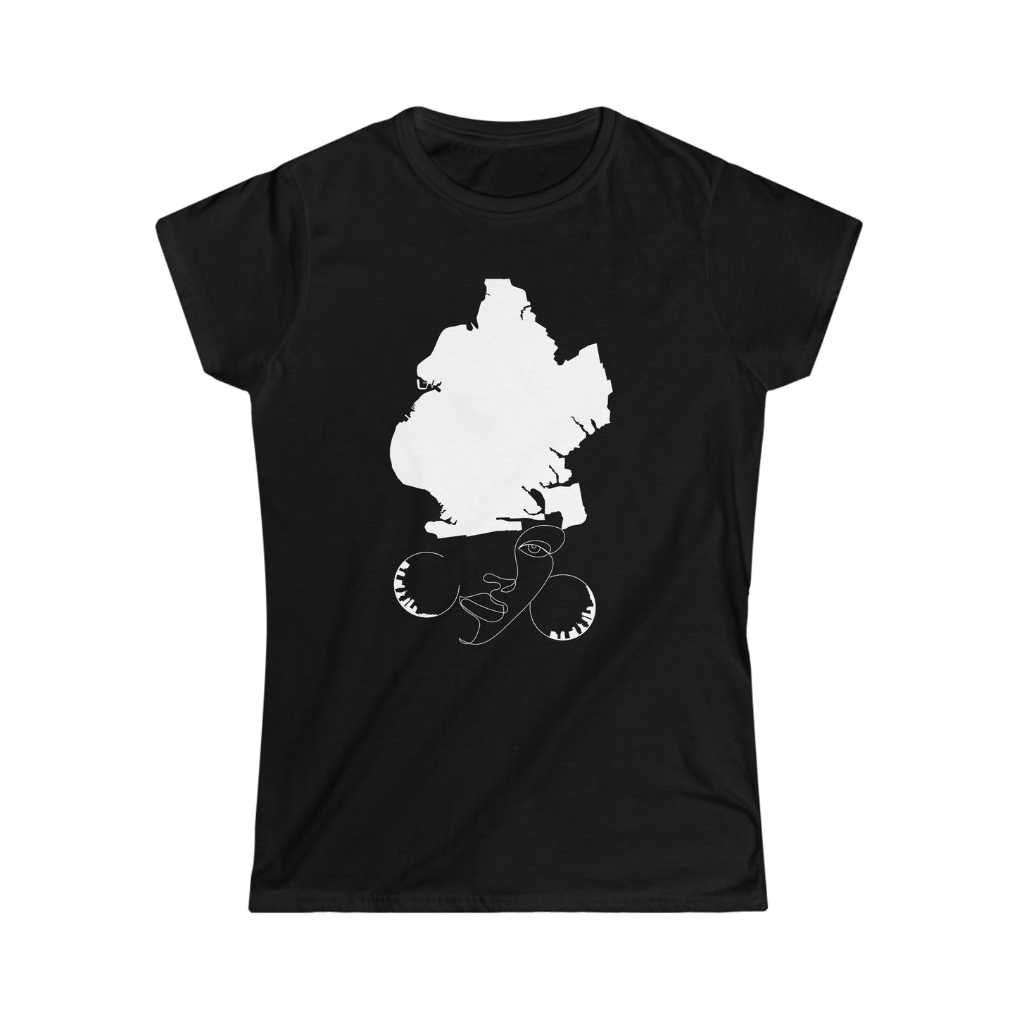 Brooklyn Queen Map Face Dk Women's Soft style Tee